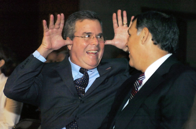 Presidential candidate Jeb Bush in 2006, doing a spot-in moose impersonation.