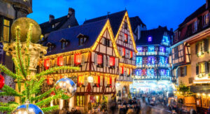 Christmas illumination in Colmar Old town.