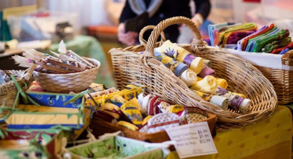 A basket of food on a table
