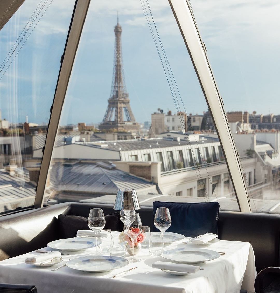 Eiffel Tower views from restaurant
