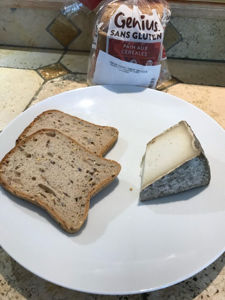 A piece of bread on a plate
