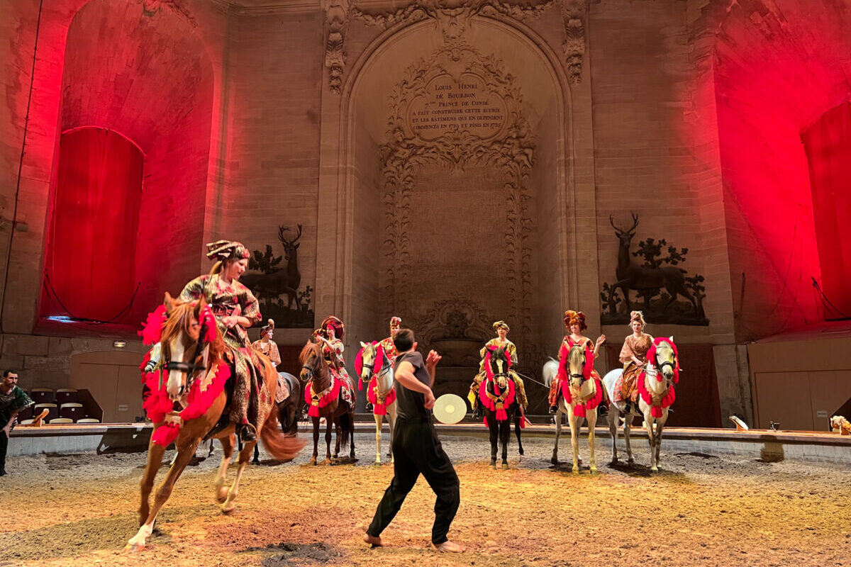 A group of people riding on the back of a horse