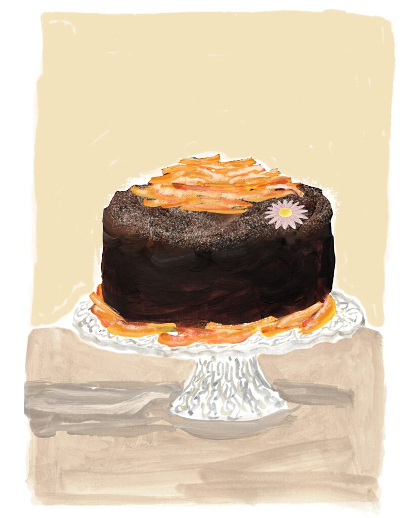 A piece of cake sitting on top of a table