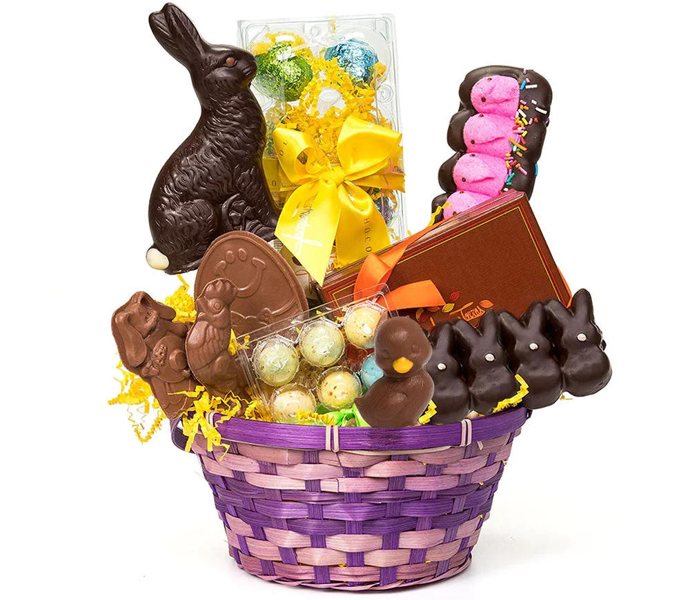 A basket of Easter chocolates.