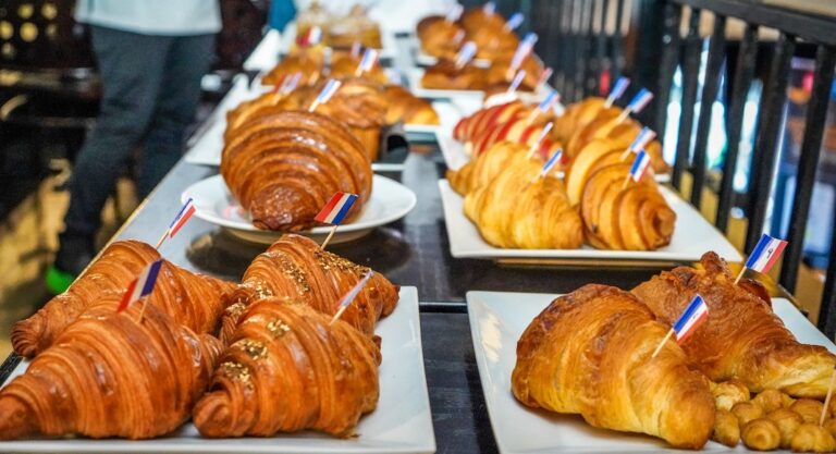 Croissants with French flags