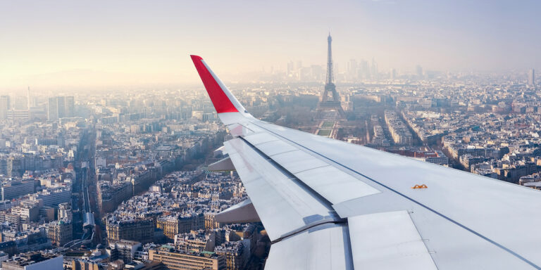 Paris Cityscape View from Airplane Window