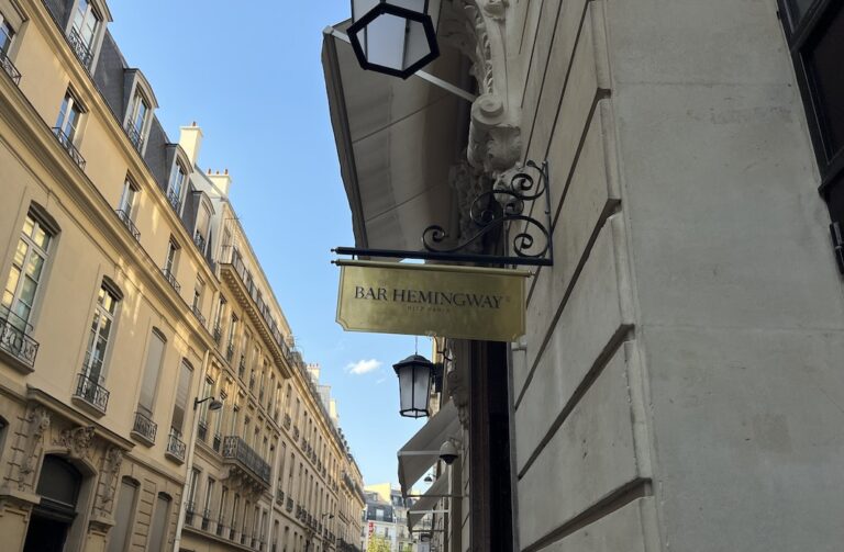 Gold plaque outside Paris hotel bar