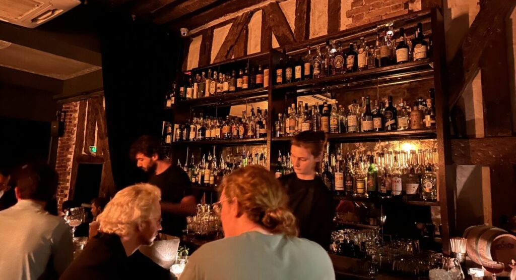 Dim bar with half timbered walls