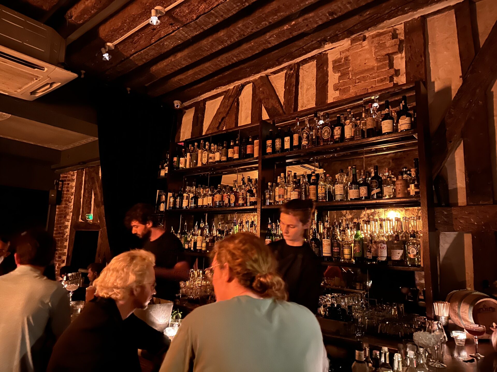 Dim bar with half timbered walls