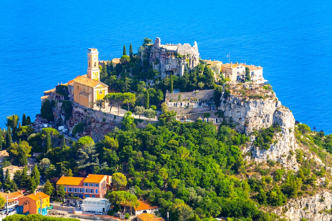 View of Eze, a small medieval village in Provence, France. Eze is listed under the most beautiful villages of France