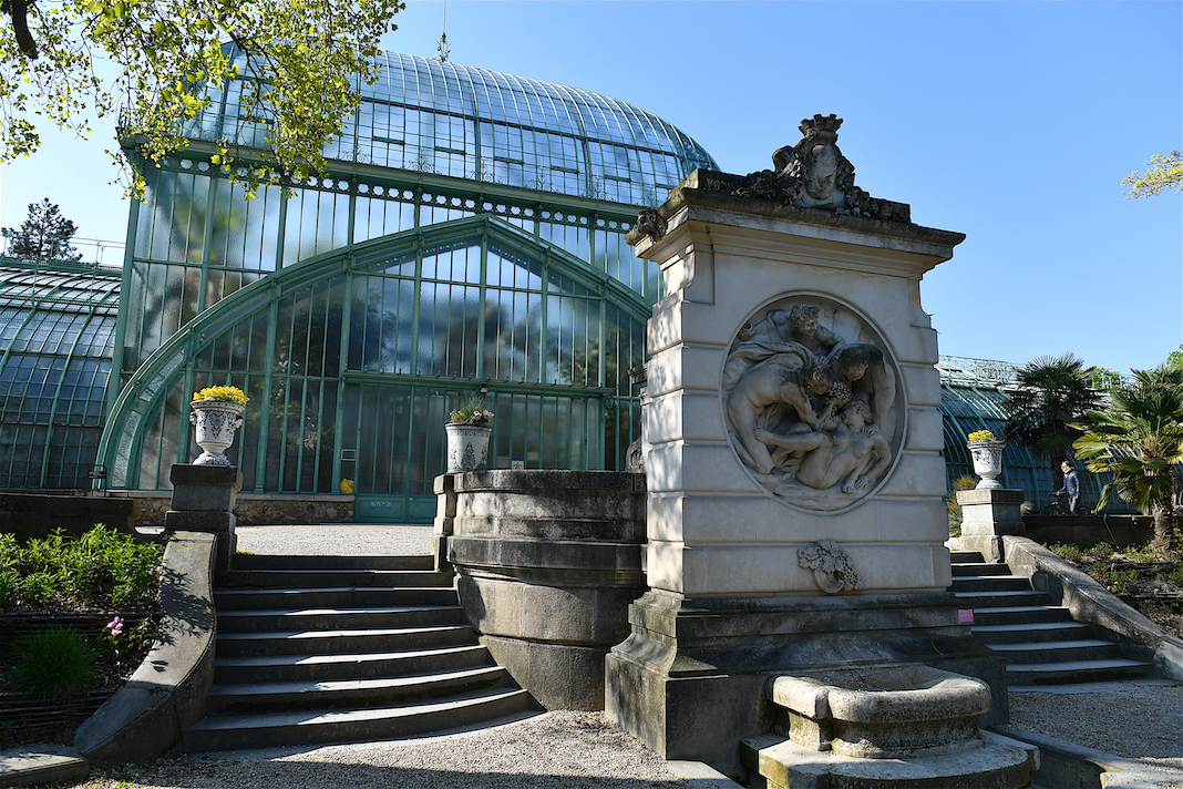 Paris, France-04 19 2021:The Jardin des Serres d'Auteuil is a botanical garden set within a major greenhouse complex located at the southern edge of the Bois de Boulogne in Paris, France.