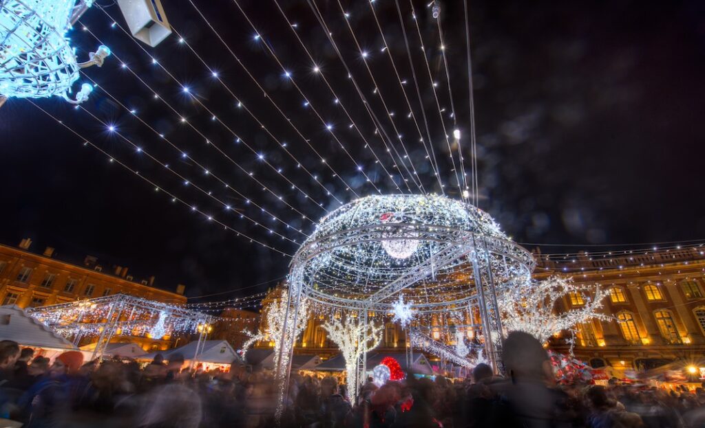 TOULOUSE - DECEMBER 15: The Christmas Market on December 15, 2012 in Toulouse, France. The market attracts over 250,000 spectators each year and is held in Place du Capitole (main square).