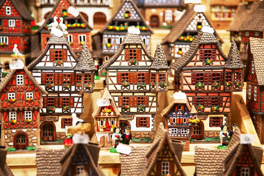 Traditional alsatian houses on the Christmas market