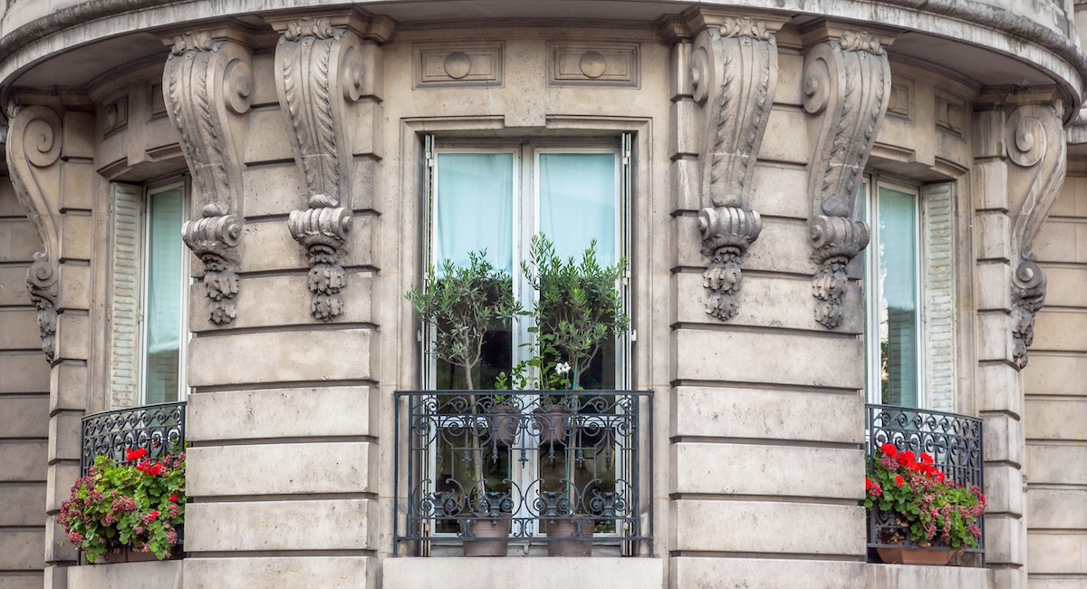 Facade of Parisian building, France