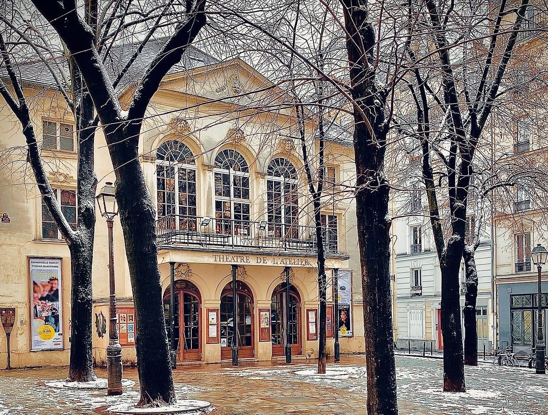 Façade of the theater in winter