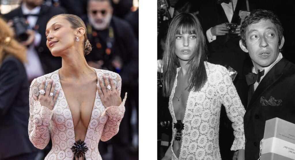 Bella Hadid (left) and Jane Birkin (right)