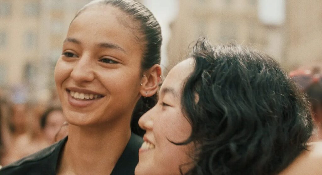 Two women smiling