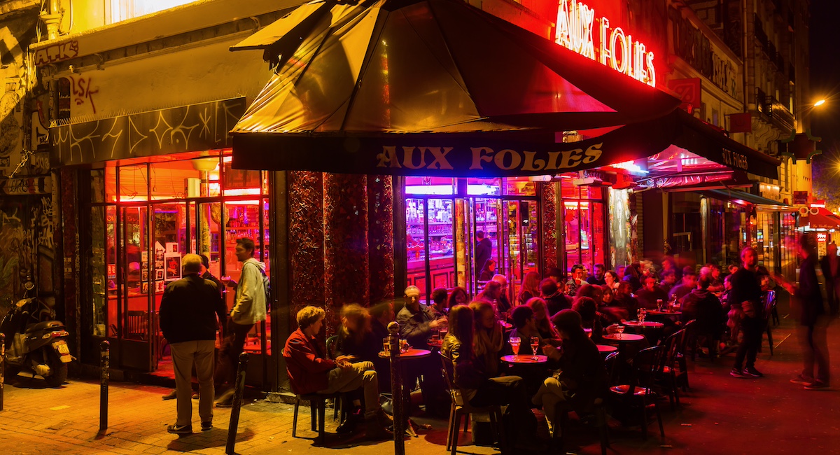 For things to do in Paris at night, consider going to bars like Aux Follies in Belleville.