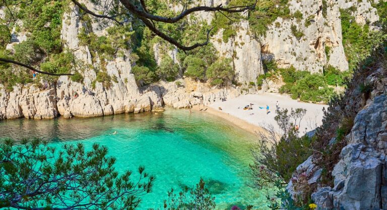 Calanque "d'En-Vau" in the Calanques National Park next to Marseilles in Provence, southern France. The French Fjords.