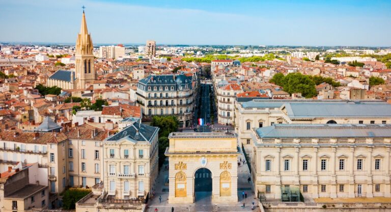 Triumphal Arch or Arc de Triomphe in Montpellier city in France