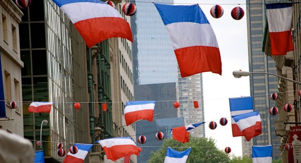 Flags waving in NYC street