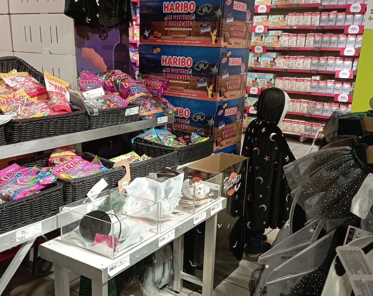 A Halloween display at a Monoprix in Paris