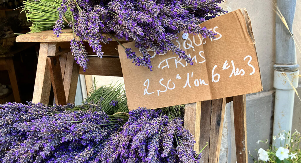 Beautifull lavender bundles found outside of a shop in Salut, France,