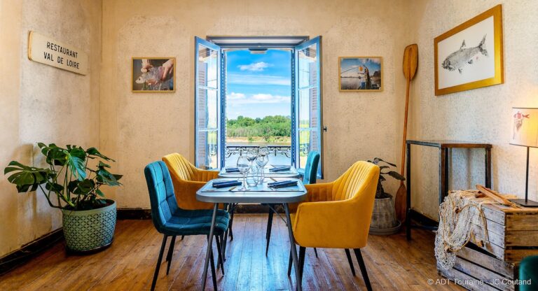 Restaurant interior with river views