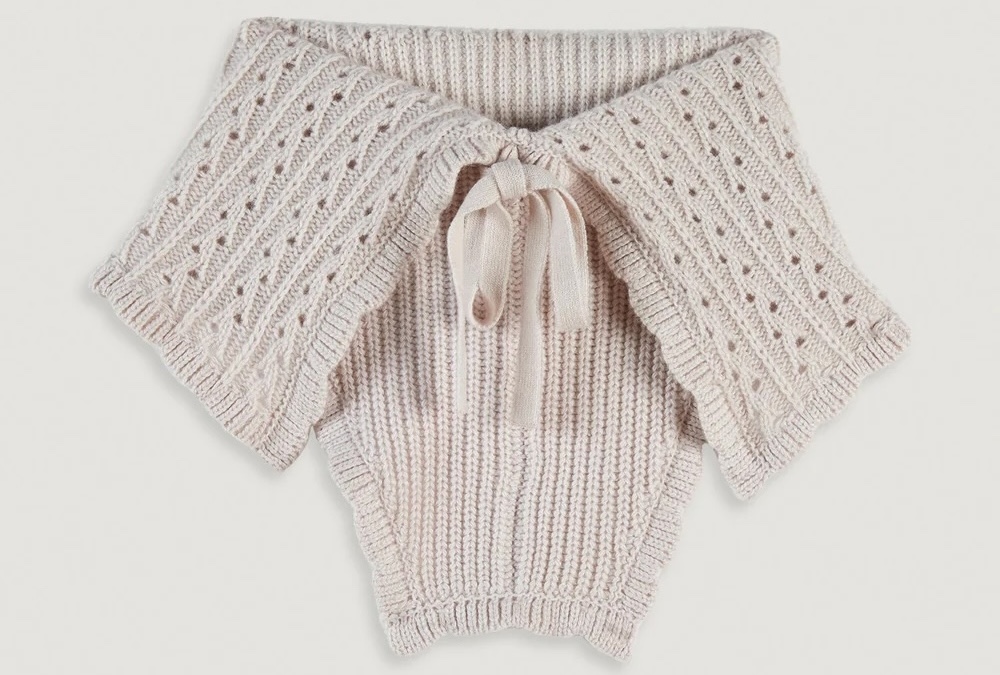 Knit faux collar with bow
