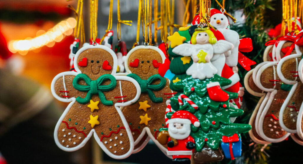 Ginger bread man and handmade Christmas toys.