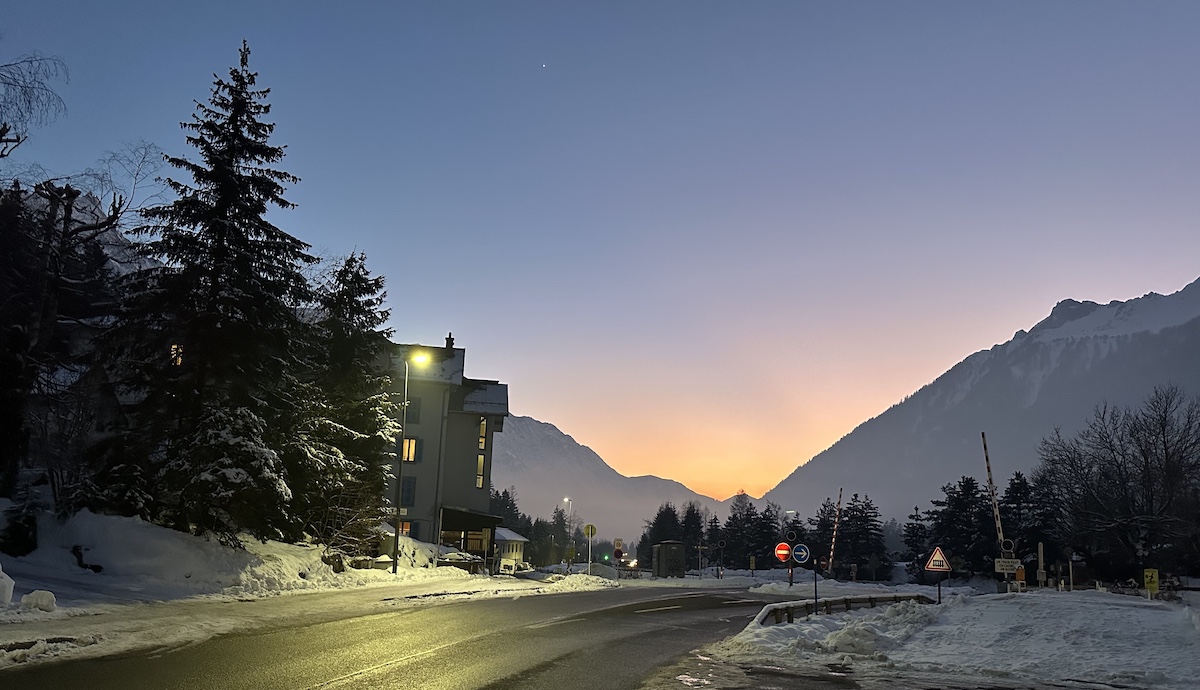 Chamonix at sunset