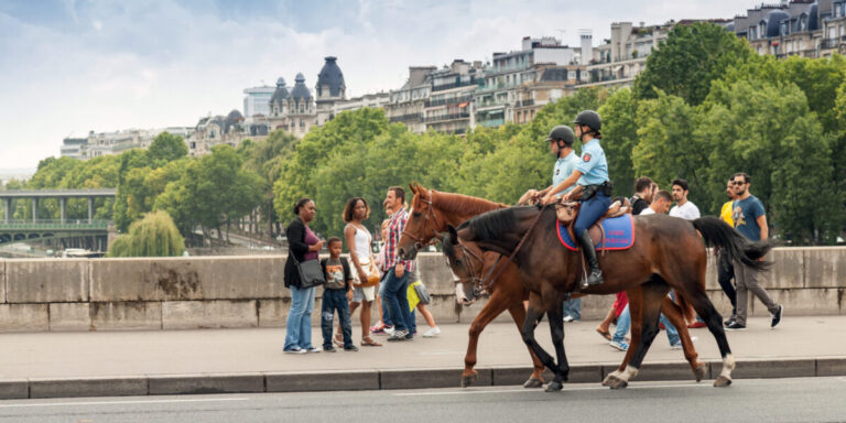 police on horseback in paris