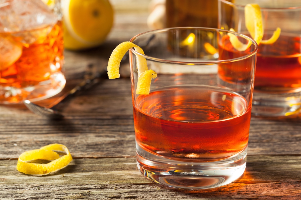 Homemade New Orleans Sazerac Cocktail with Bitters and Rye