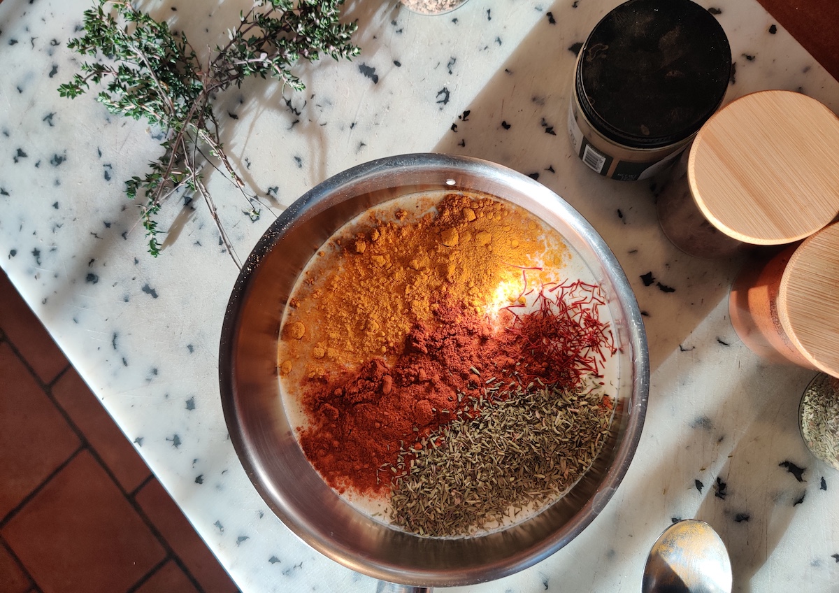 The spiced cream being prepared