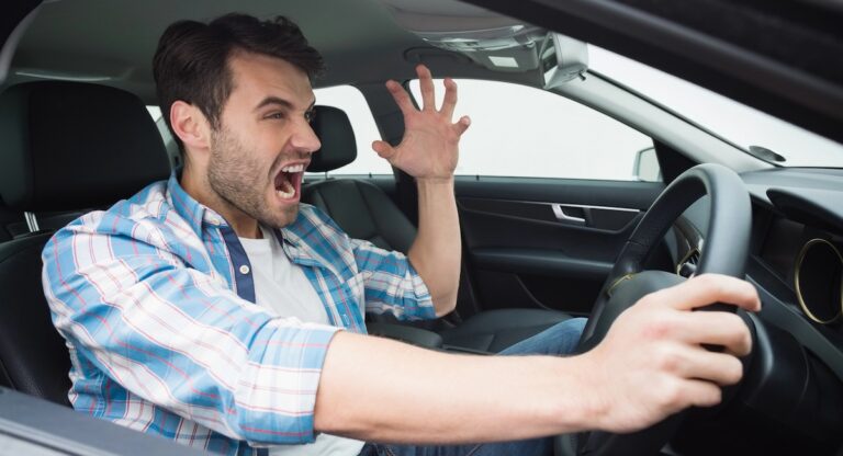 Man screaming in car