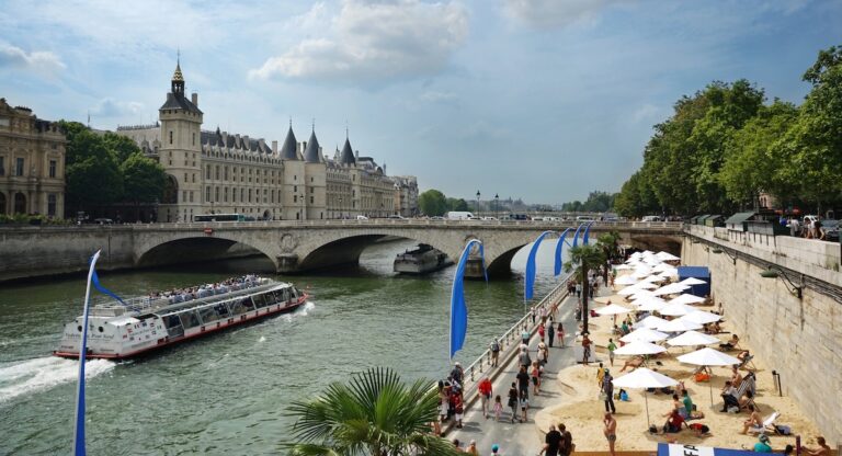 Paris Plages set up along Seine River
