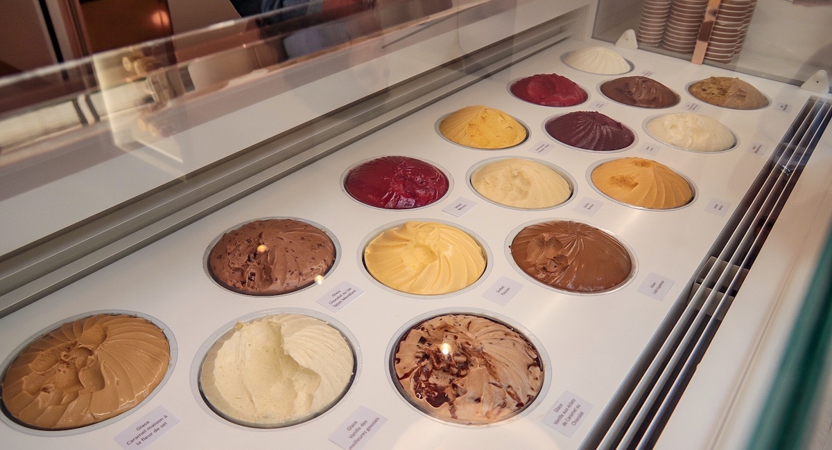 Ice cream in artisanal display counter