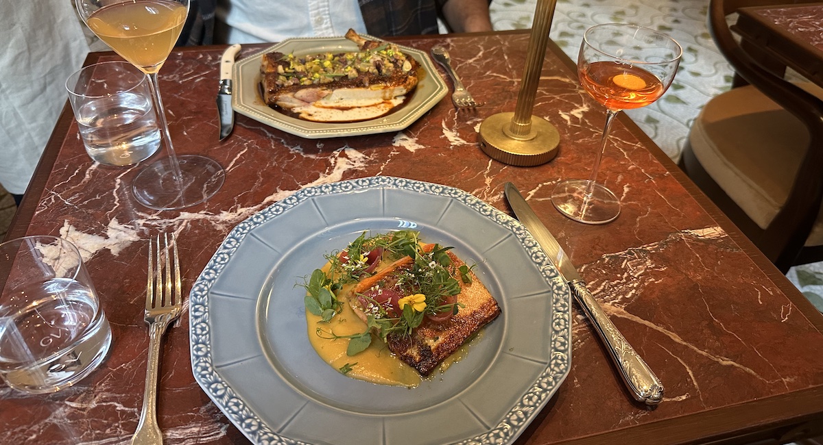 Fish and chicken with cocktails at Maison Passerelle
