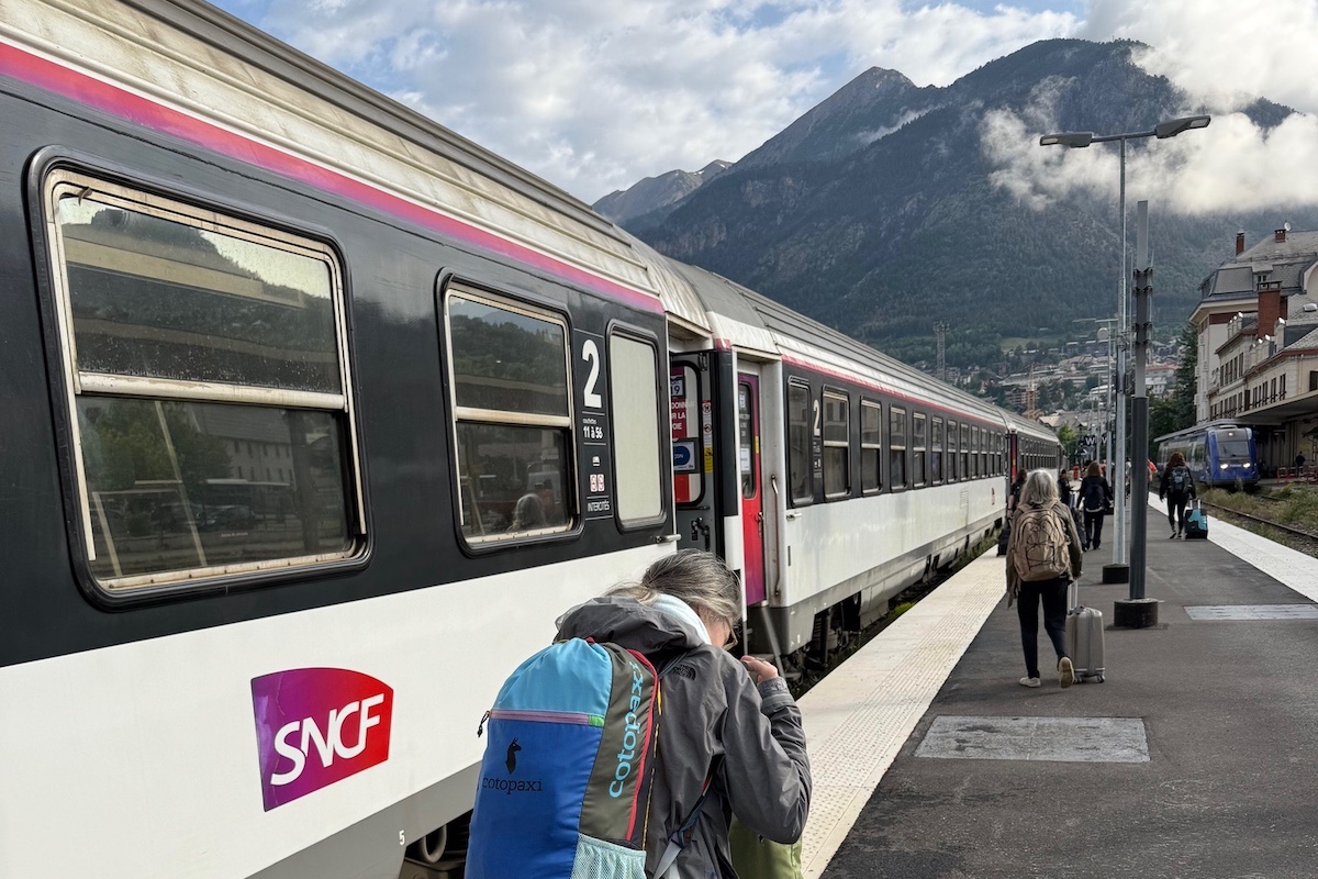 Train departing from Briançon in the French Alps.