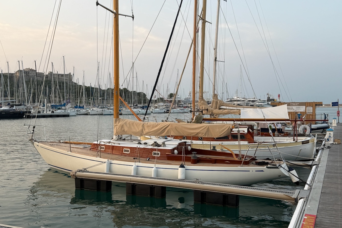 Sailboat docked at port in Antibes