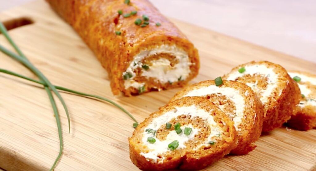 Tomato and Cheese Yule Log.