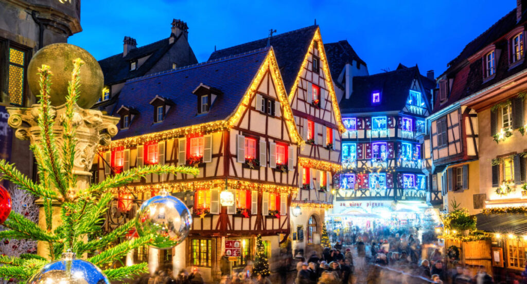 Christmas illumination in Colmar Old town.