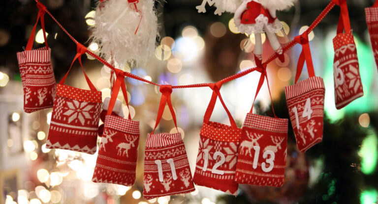 Christmas red Advent calendar.