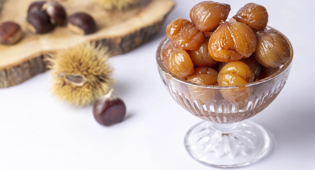 Bowl full of candied chestnuts