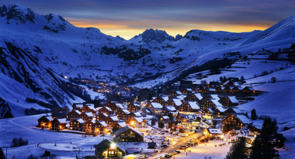 The village of Saint-Jean d'Arves in Alps at night.