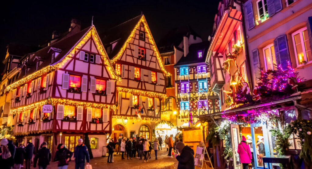 Colmar's lights at night.