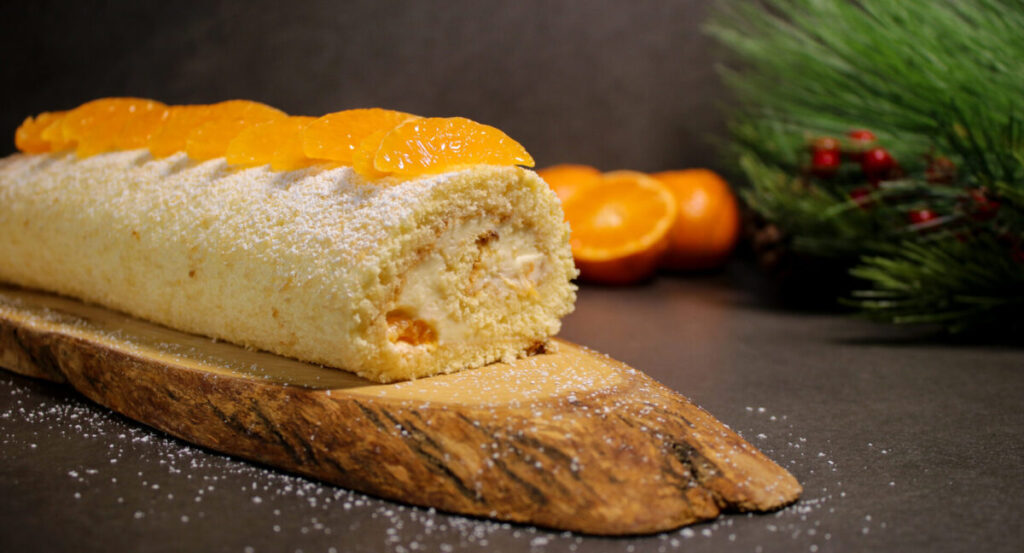 Clementine and cream Yule log.