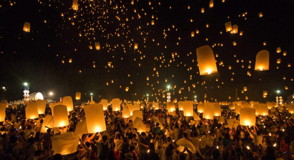 Floating lantern for New Year's wishes.