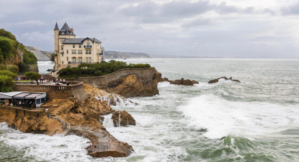The Biarritz waterfront and the ocean.