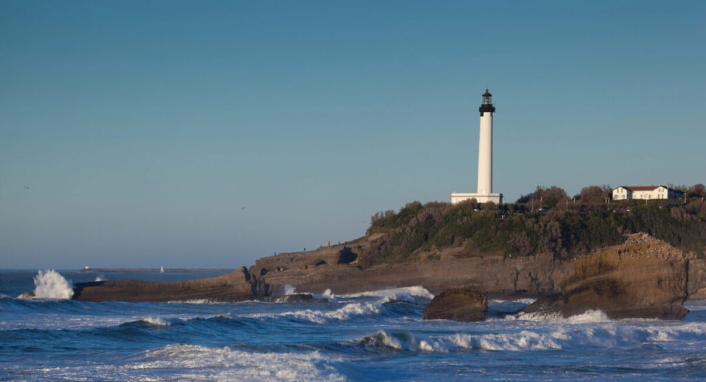 The lighthouse of Biarritz during the day.